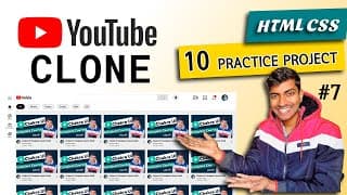 #7 Youtube Clone   | HTML CSS 10 Practice Projects for Beginners | 2023 | Hindi